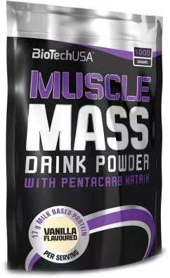 Гейнер Biotech Muscle Mass 1 кг Полуниця (5999076223275)