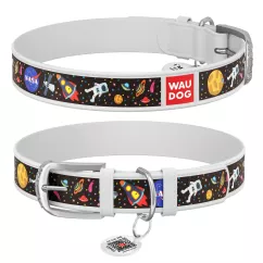 Нашийник WAUDOG Design «NASA» L 38-49 см / 25 мм (білий) (С0025-0047-15)