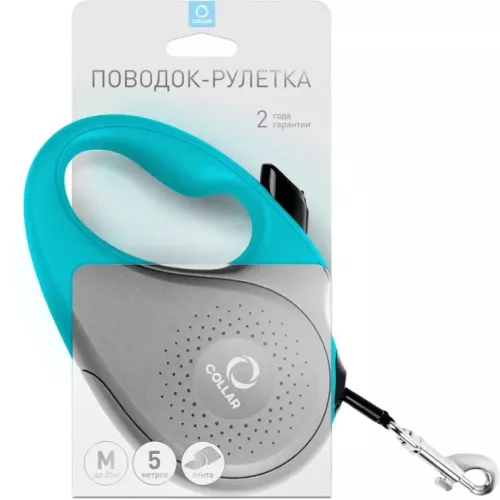 Повідець-рулетка Collar S, 5 м/15 кг зі стрічкою (блакитна) (C81242) - фото №2