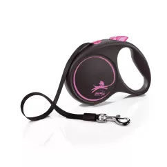 Flexi Black Design Поводок-рулетка для собак с лентой L 5 м/25 кг розовая (FL 034118)