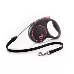 Flexi Black Design Повідець-рулетка для собак з тросом M 5м/20 кг рожева (FL 033418)
