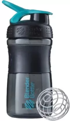Шейкер BlenderBottle SportMixer с шариком 590 мл Черно-голубой (SM 20oz Black/Teal)