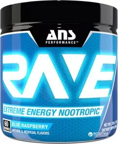 Передтренувальний комплекс ANS Performance Rave Extreme Energy Nootropic Блакитна малина 210 г (483311)