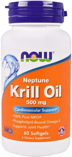 Жирные кислоты Now Foods Neptune Krill Oil Крылевой жир 500 мг 60 желатиновых капсул (733739016256)