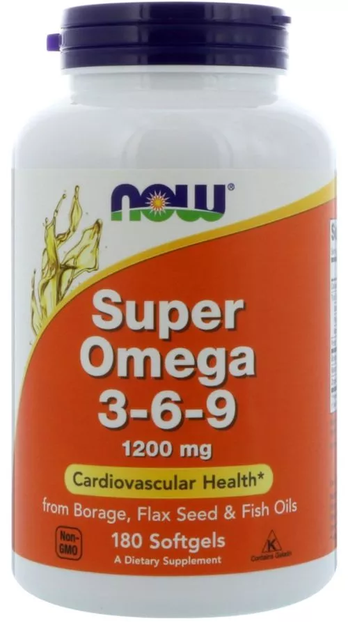 Жирные кислоты Now Foods Супер омега 3-6-9 1200 мг 180 желатиновых капсул (733739018410) - фото №3