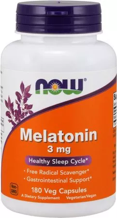Аминокислота Now Foods Мелатонин 3 мг 180 порошковых капсул (733739032577)