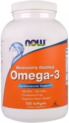 Жирні кислоти Now Foods Омега-3 1000 мг 500 желатинових капсул (733739016539)