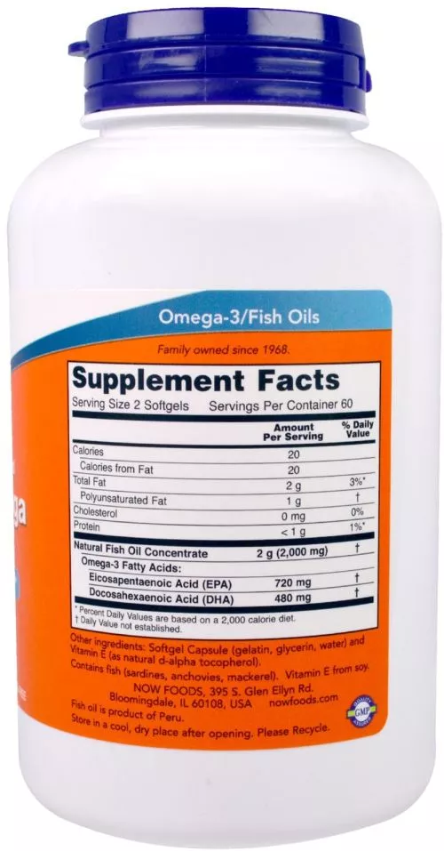 Жирні кислоти Now Foods Супер омега ЕПК (ейкозапентаєнова кислота) 1200 мг 120 желатинових капсул (733739016829) - фото №2