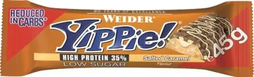 Протеиновый батончик Weider Yippie! 45 г Salted Caramel 12 шт. (4044782905777) - фото №2