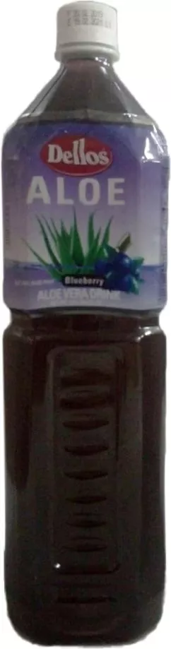 Упаковка безалкогольного негазованого напою Dellos Aloe Vera Drink Blueberry 1.5 л х 12 пляшок (8809550701939)