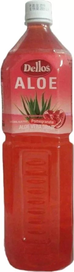 Упаковка безалкогольного негазованого напою Dellos Aloe Vera Drink Pomegranate 1.5 л х 12 пляшок (8809550701946)