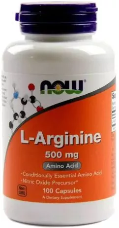 Амінокислота Now Foods L-Аргінін 500 мг 100 капсул (733739000309)