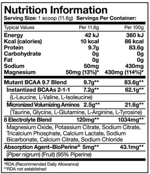 Аминокислота Mutant BCAA 9.7 1044 г - Peach iced tea (627933023298) - фото №2