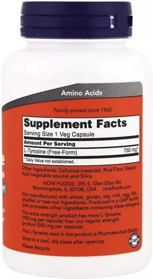 Аминокислота Now Foods 750 мг, 90 вегетарианских капсул (733739001658) - фото №2