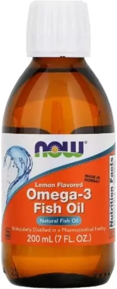 омега 3 зі смаком лимона, Omega 3, Now Foods 200 мл (7 рідких унцій) (733739016591)