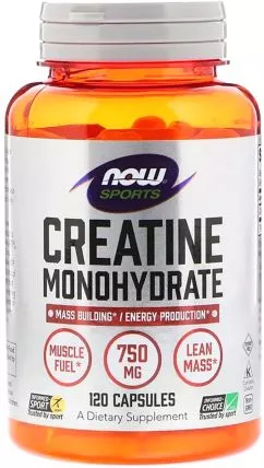 Моногидрат креатина Now Foods 750 мг 120 капсул (733739020352)