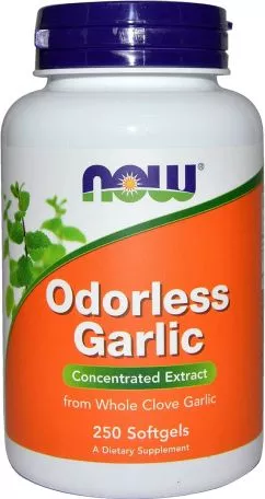 Часник без запаху, концентрований екстракт, Now Foods Odorless Garlic, 250 желатинових капсул (733739018083)