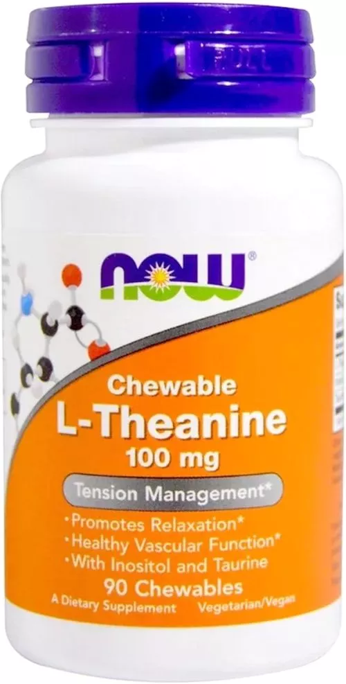 Амінокислота Now Foods: L-Теанін, L-Theanine 100 мг, 90 жувальних таблеток (733739001443) - фото №2