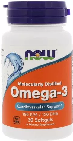 Жирні кислоти Now Foods Омега-3 1000 мг 30 желатинових капсул (733739016492)