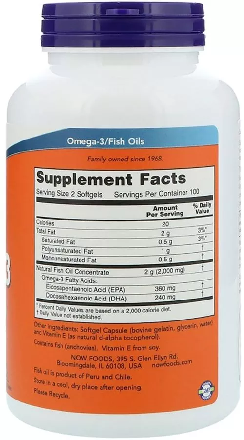 Жирні кислоти Now Foods Омега-3 1000 мг 30 желатинових капсул (733739016492) - фото №2