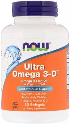 Жирные кислоты Now Foods Ultra Omega-3-D 90 капсул (733739016638)