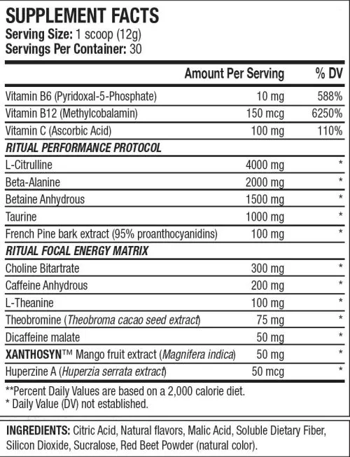 Передтренувальний комплекс ANS Performance Ritual Pre-Workout Крижаний холод 360 г (659153876576) - фото №2