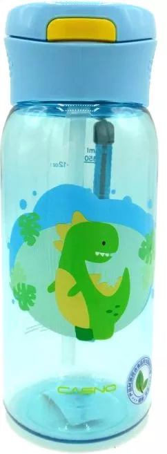 Бутылка для воды Casno KXN-1195 400 мл Дино с соломинкой Голубая (KXN-1195_Dino)