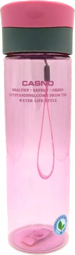Бутылка для воды Casno KXN-1145 600 мл с пластиковым венчиком Розовая (KXN-1145_Pink)