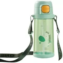 Бутылка для воды Casno KXN-1219 690 мл Зебра с соломинкой Зеленая (KXN-1219_Green)