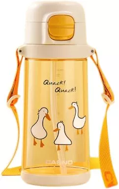 Бутылка для воды Casno KXN-1219 690 мл Гуси с соломинкой Оранжевая (KXN-1219_Orange)