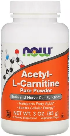 Жироспалювач NOW Acetyl-L-Carnitine для веганів і вегетаріанців 85 мг (733739002082)