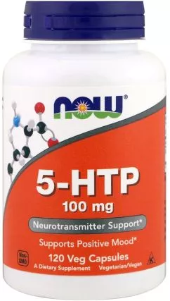 Амінокислота Now Foods 5-HTP (Гідрокситриптофан) 100 мг 120 гелевих капсул (733739001061)