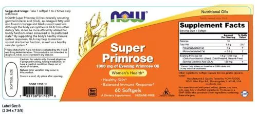 Натуральна добавка Now Foods Super Primrose Масло Примули Вечірньої 1300 мг 60 желатинових капсул (733739017550) - фото №2