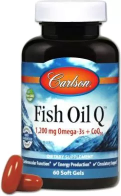 Жирные кислоты Carlson Labs Омега-3+ Коэнзим Q10 Fish Oil Q 60 гелевых капсул (088395016738)