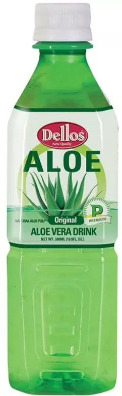 Упаковка безалкогольного негазированного напитка Dellos Aloe Vera Drink Original 0.5 л х 20 бутылок (8809550701786)