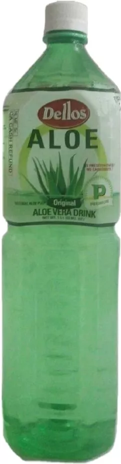 Упаковка безалкогольного негазованого напою Dellos Aloe Vera Drink Original 1.5 л х 12 пляшок (8809550701922)