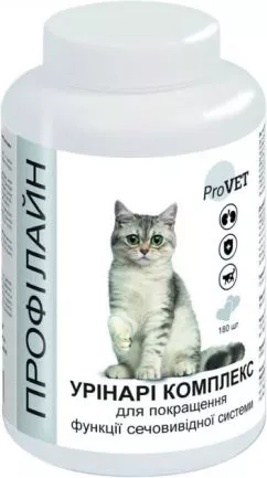Таблетки УРИНАРИ для улучшения функции мочевыводящей системы ProVET Профилайн для кошек, 180 табл. (4823082418800)