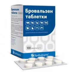 Таблетки Бровафарма Бровальзен антигельмінтик при ураженні тварин цестодами нематодами трематодами таблетки 100 х 1 г (000000918)