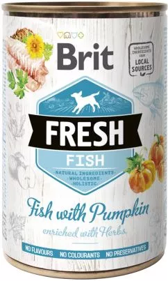 Влажный корм для собак Brit Fresh с рыбой и тыквой 400 г (8595602533923)