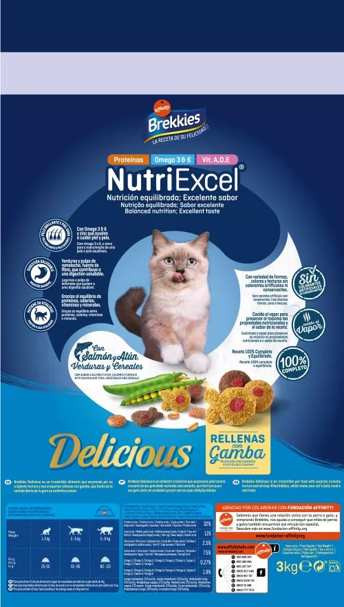 Сухий корм для котів і кішок Brekkies Cat Delice Fish для дорослих котів з рибою 3 кг (8410650221335) - фото №4