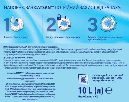 Наповнювач туалетів для кішок Catsan Hygiene plus 5.1 кг 10 л (4008429694608) - фото №3