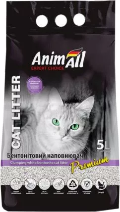 Наповнювач для котячого туалету AnimAll Бентонітовий комкуючий з ароматом лаванди 4.2 кг (5 л) Білий (144568)