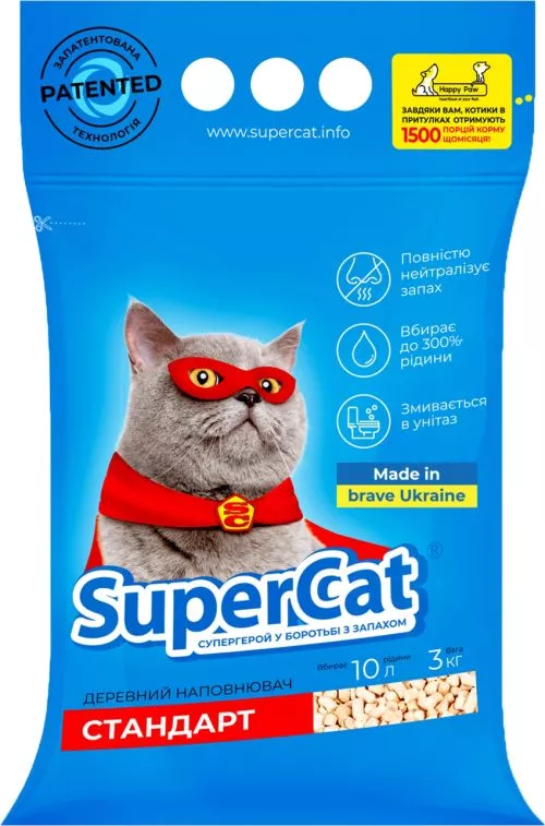 Упаковка наполнителя для кошачьего туалета SuperCat Стандарт Деревянный поглотительный 3 кг 5 шт (14820082490208) - фото №2