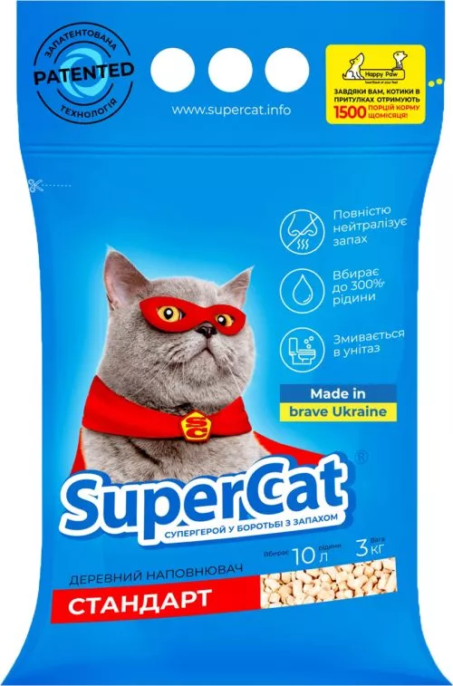 Упаковка наповнювача для котячого туалету SuperCat Стандарт Деревний поглинальний 3 кг 5 шт (14820082490208) - фото №2