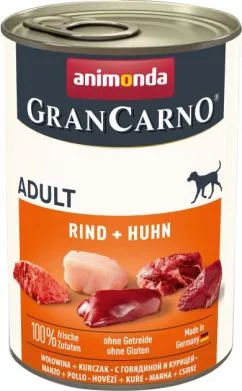 Влажный корм Animonda GranCarno Adult Beef + Chicken с говядиной и курицей для собак 400 г (4017721827324)