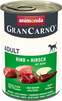 Влажный корм Animonda Gran Carno Adult Beef + Deer with Apple с говядиной олениной и яблоком для собак 400 г (4017721827539)