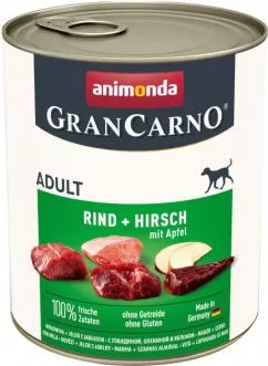 Влажный корм Animonda Gran Carno Adult Beef + Deer with Apple с говядиной олениной и яблоком для собак 800 г (4017721827645)