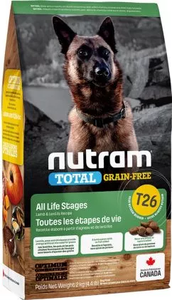 Nutram T26 2 kg беззерновий зі смаком ягняти сухий корм для собак