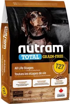 Nutram T27 Total MINI 5,4 kg беззерновой со вкусом курицы и индейки сухой корм для собак