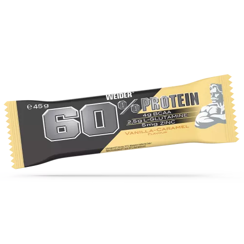 Протеїновий батончик Weider 60% Protein bar 45 г Vanilla-Caramel 24 шт. (4044782909171) - фото №3